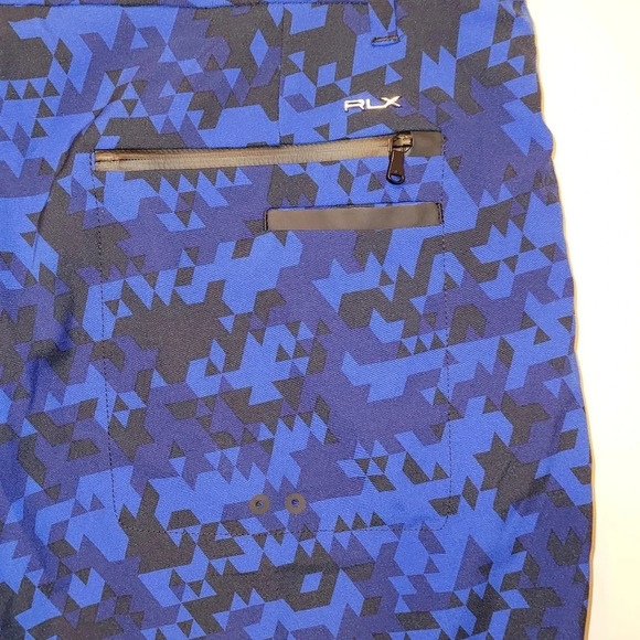 Polo Ralph Lauren RLX Digital Golf Shorts size 36 blue/black w/zip pockets LOT N - Picture 8 of 10